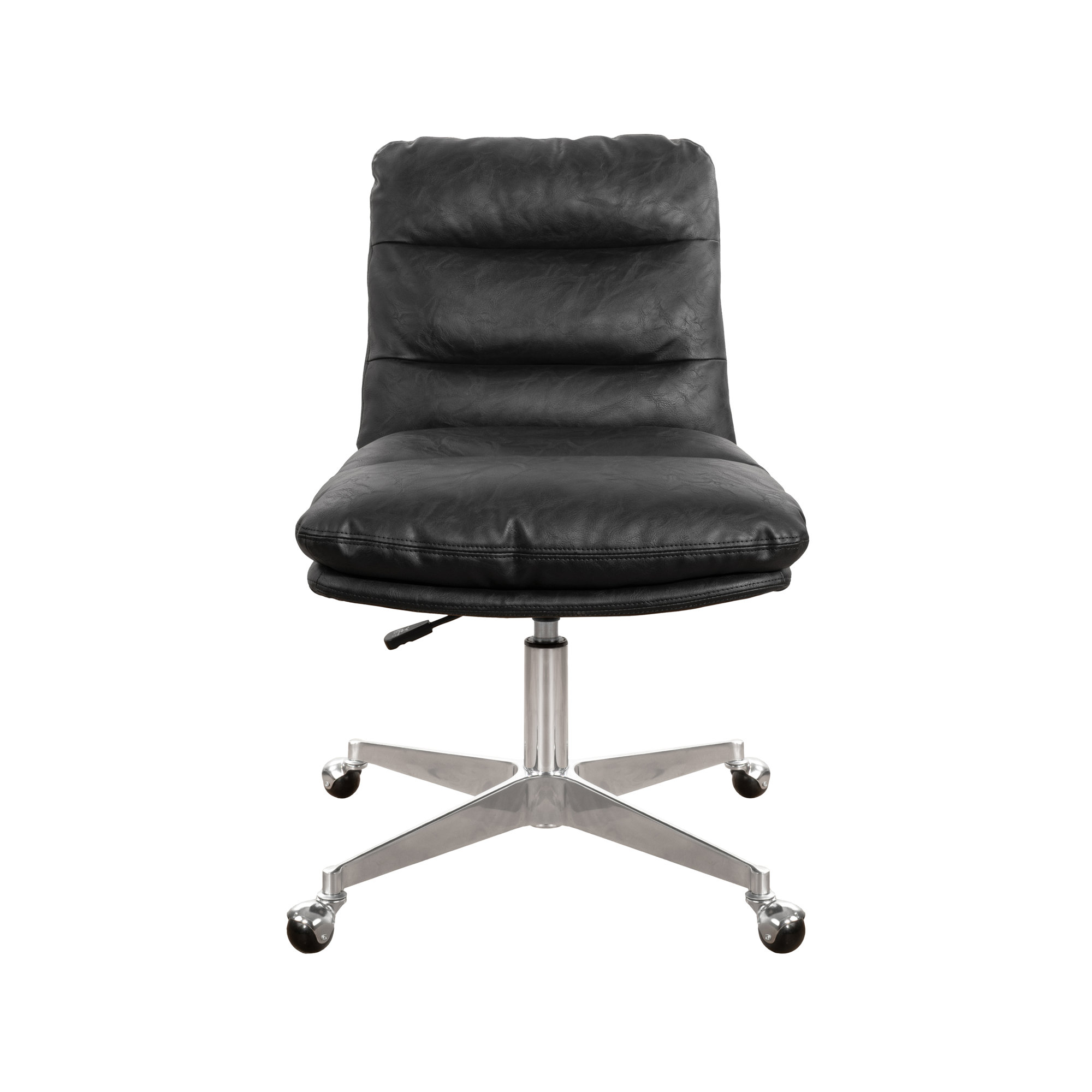Paynesville Swivel Office Task Chair with Wheels, Faux Leather, Black