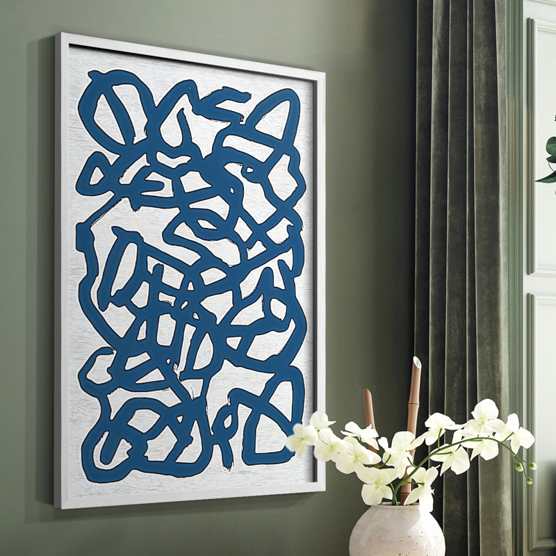 Abstrait, reproduction encadrée CL XXXVII - prêt à être accroché , H 20 po x l 16 po, Blanc