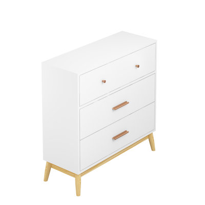 3 Drawer Storage Cabinet with Solid Wood Base