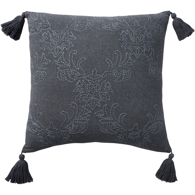 Housse de coussin carré 100% coton GE220-020020, Charbon / Gris