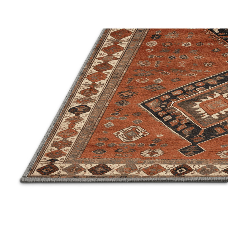 Tapis brun lavable à la machine, Rond 4 pi