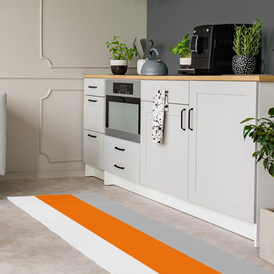 Tapis orange/gris