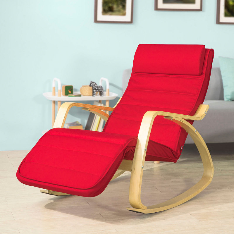 Carnelian Solid Wood Rocking Chair, Red