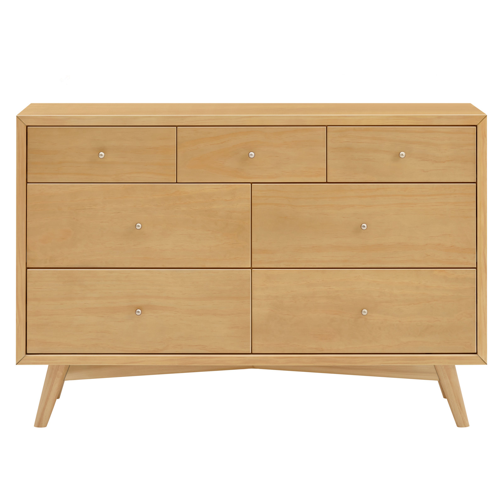Palma 7 Drawer 53" W Double Dresser, Honey