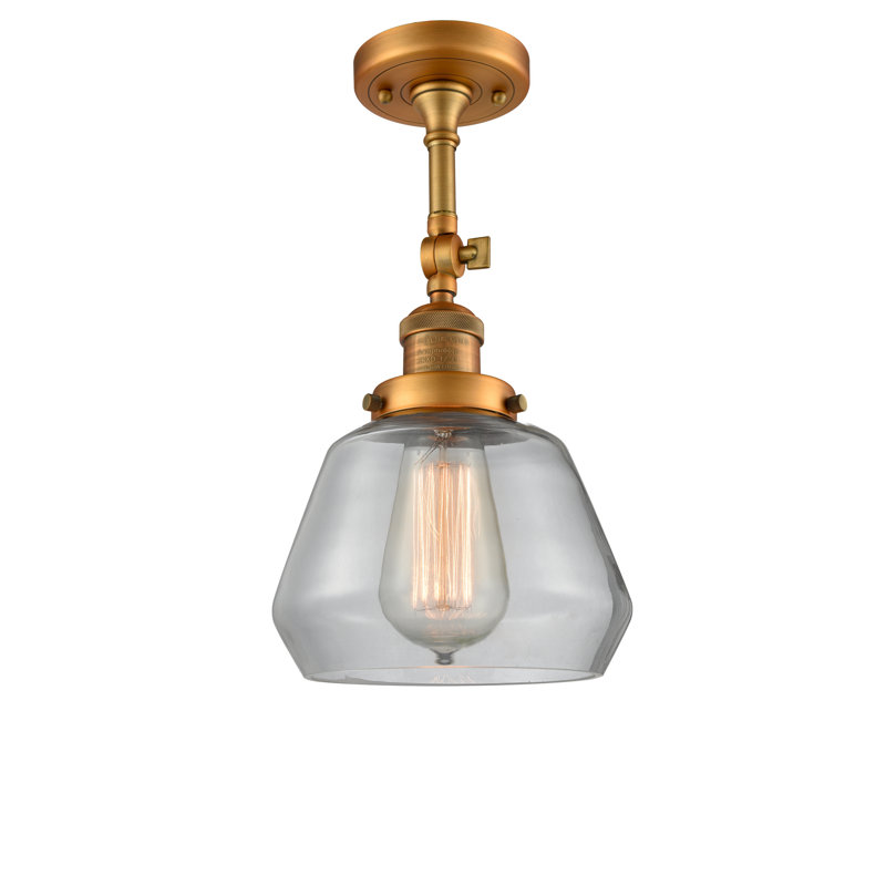 Chill Glass Semi Flush Mount, Brushed Brass, Clear