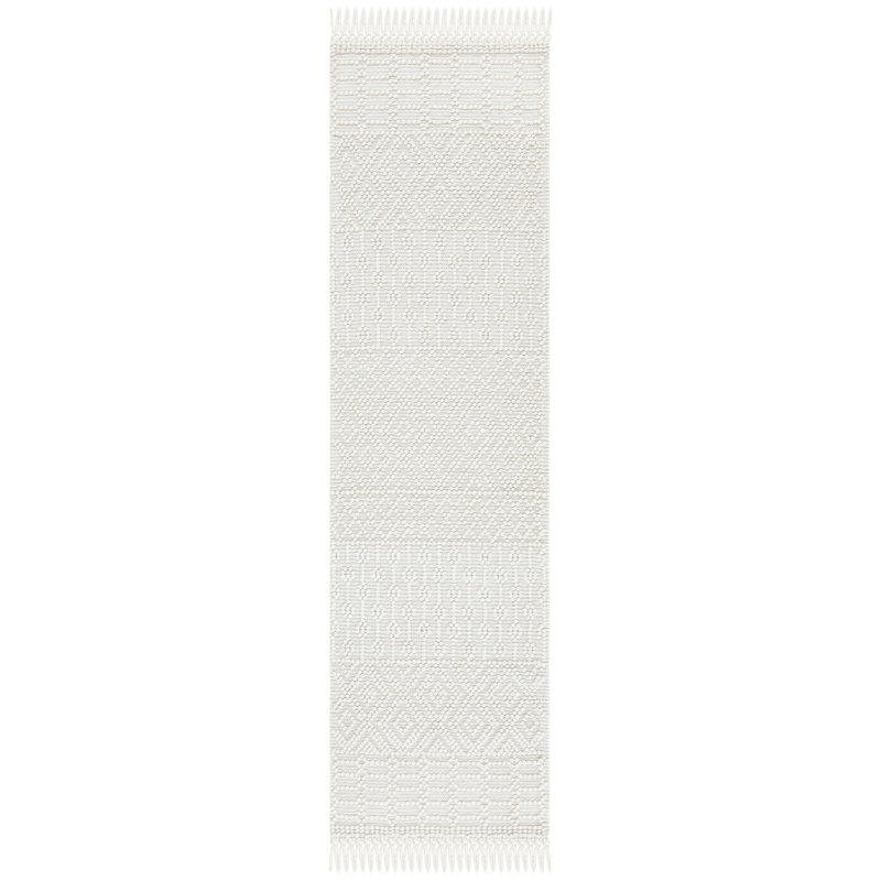 Aldeline Hand-Woven Flateweave Wool Ivory Area Rug, Runner 2'3" x 12'