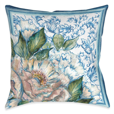 Coussin d'extérieur à fleurs chinoises