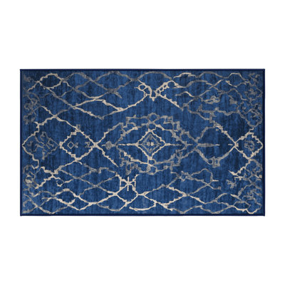 Tapis bleu lavable à la machine