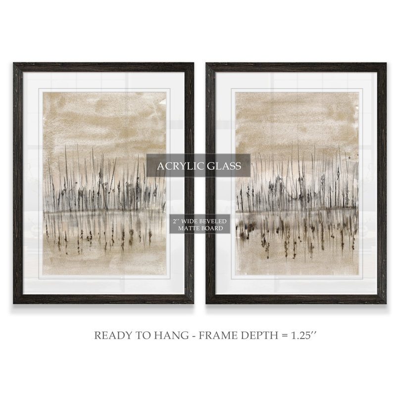 «Marshline Reflection I» par Vincent Van Gogh, ensemble de 2 cadres sur toile, H 24 po x l 18 po, Ebony