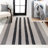 Elvin Geometric Striped Machine-Washable Ivory/Dark Gray Rug-1859512600