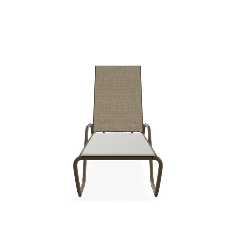 Outdoor Rust-Resistant Metal Chaise Lounge, Textured Beachwood, Newport