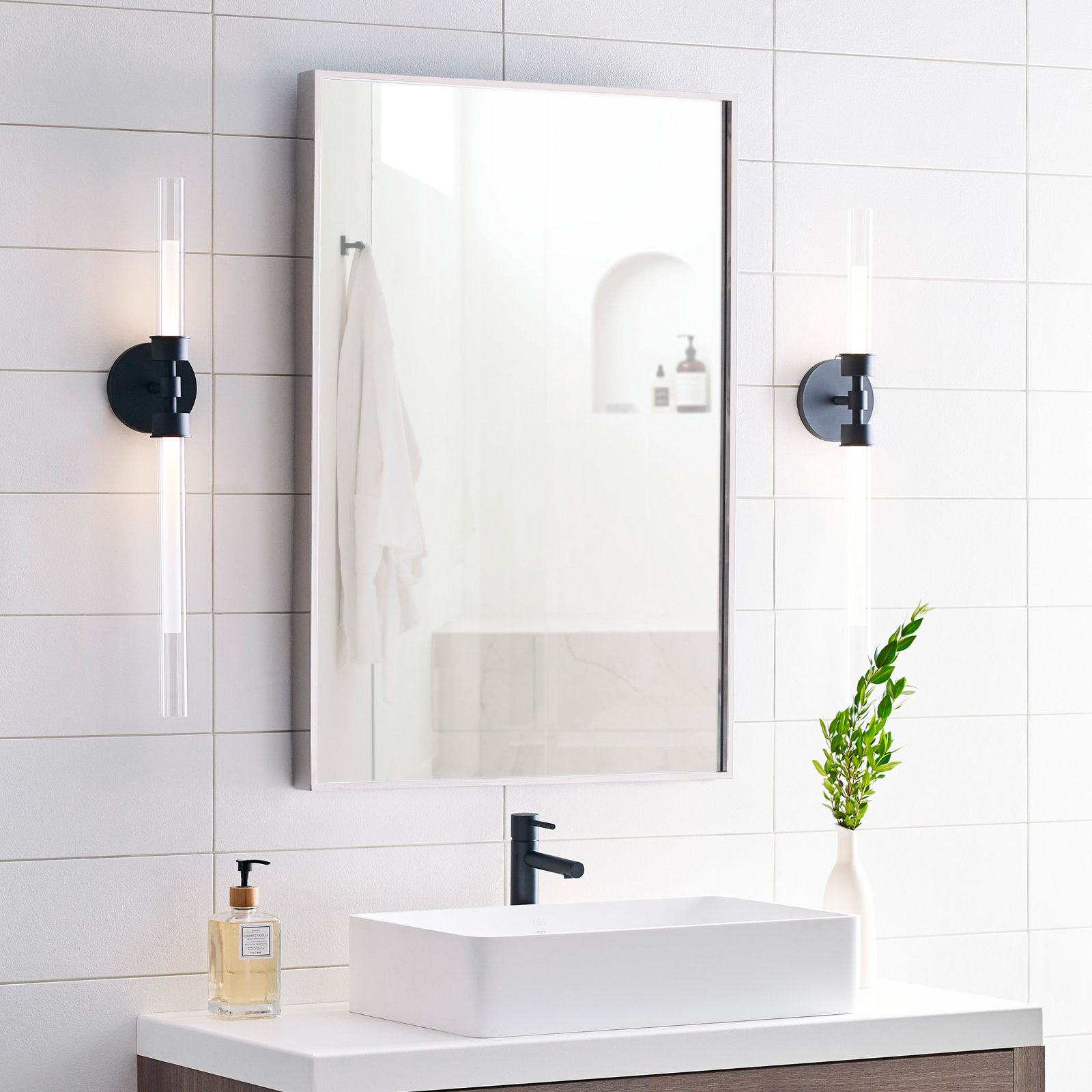 Linger 2 Light Dimmable LED Bath Bar, Nightshade Black