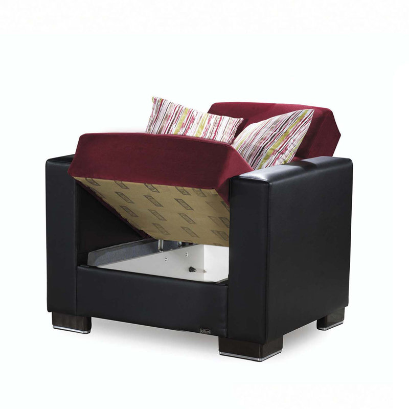 Armada Fabric Upholstered 31" Armchair Sleeper with Storage – Firm Support Seating for Small Spaces, 35" H x 36" W x 27" D