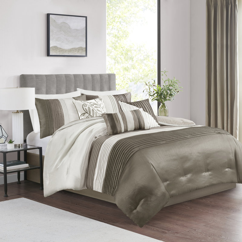 Full Natural Microfiber Reversible 7-Piece Comforter Set