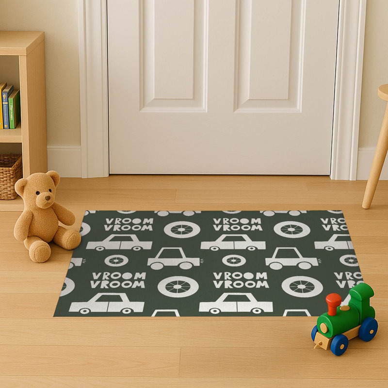 Vroom vroom Indoor Doormat, Chimichurri, 60" W x 84" L