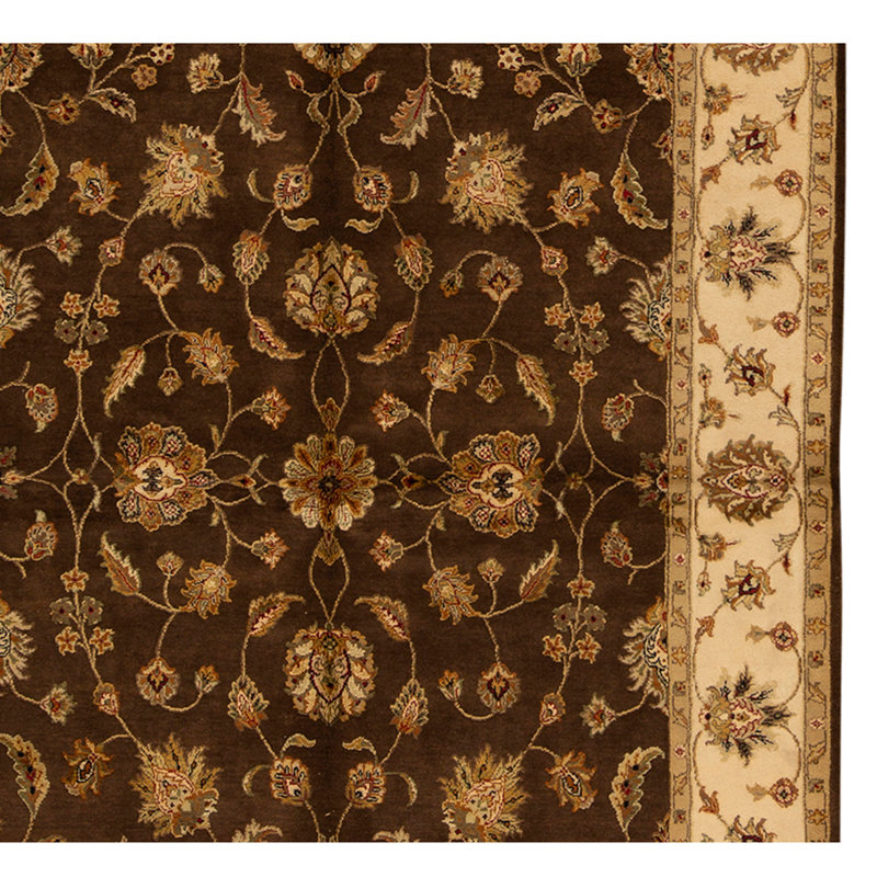 Tapis brun / ivoire de haute qualité noué à la main
