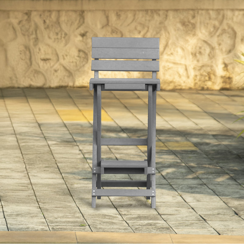 Key West Recycled HDPE Outdoor Folding Bar Stool , Gray