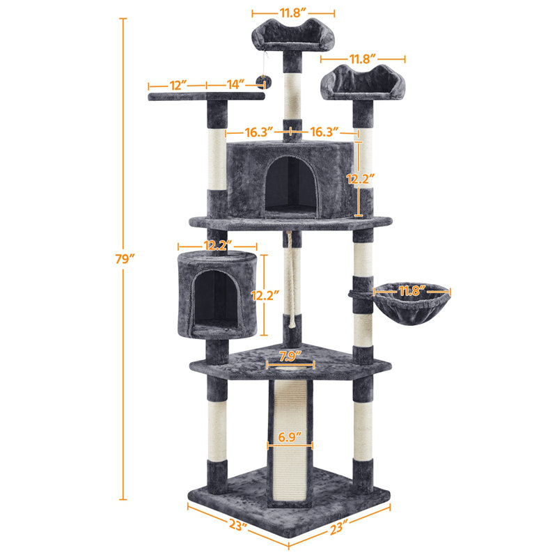 Siebert 79'' H Cat Tree, Dark Grey