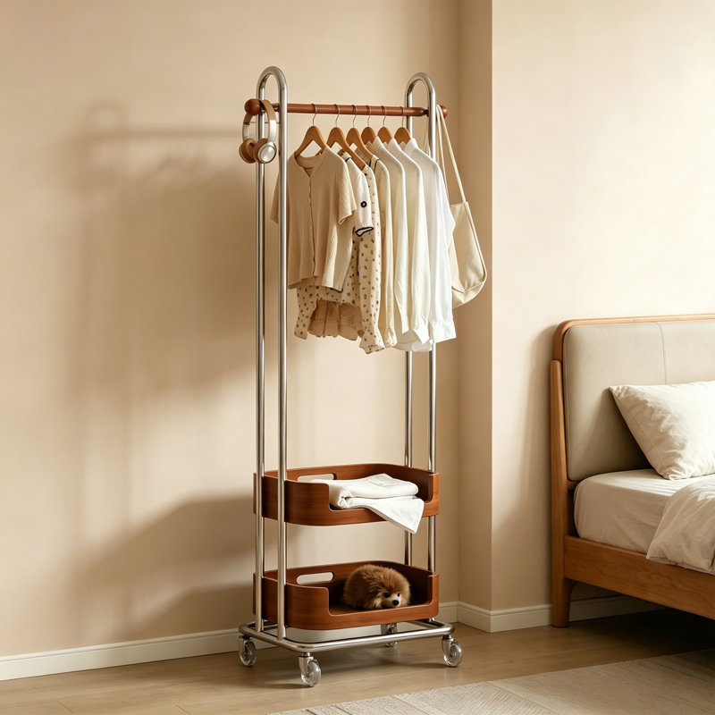 Rolling Metal Coat Rack