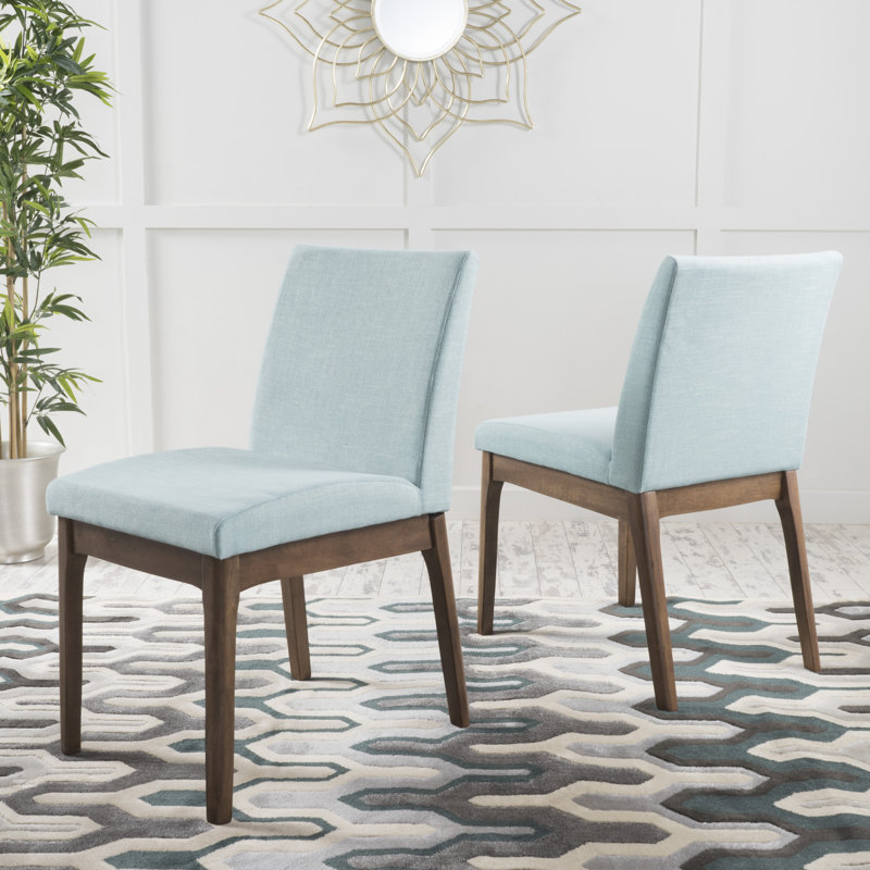 Chaise d'appoint en bois massif rembourrée Corriveau Cupp, 2, Menthe, Noyer