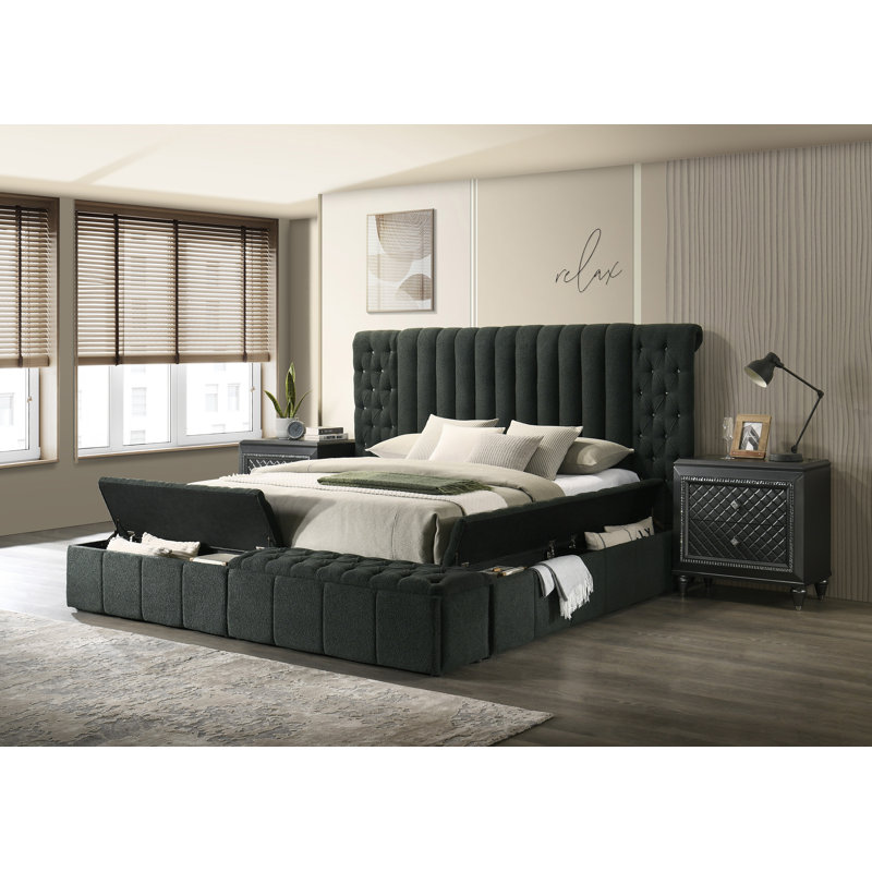 Ensemble de chambre à coucher 3 pièces Kayland, Gris anthracite, Grand
