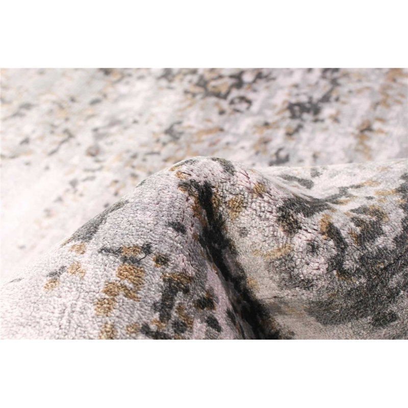 Tapis gris clair à noué la main Quinones