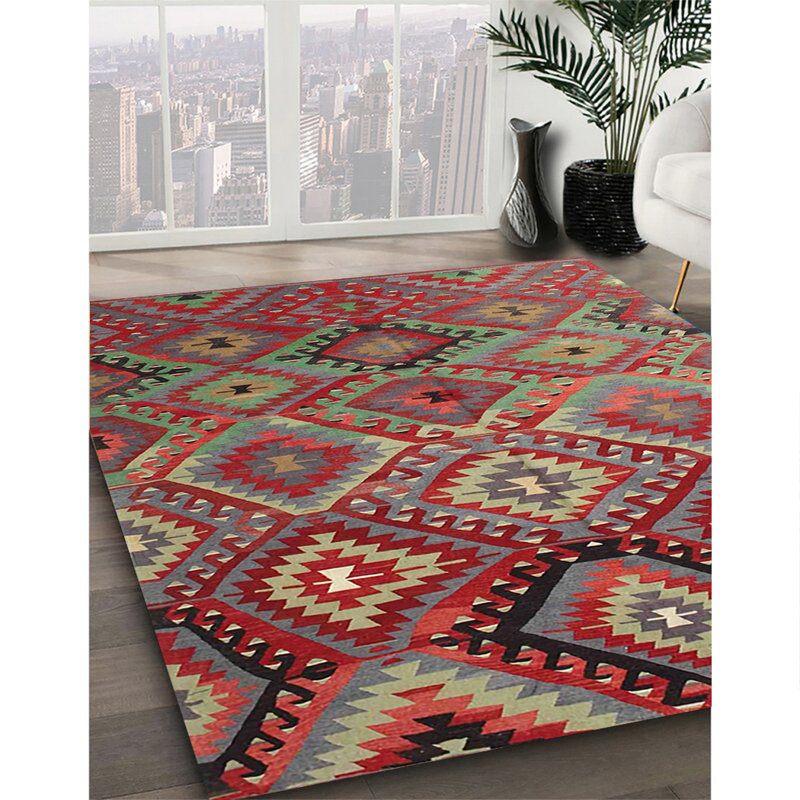 Tapis rouge / vert Southwestern, Rectangle 8 pi x 12 pi