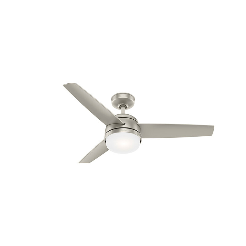 48" Midtown 3 - Blade Standard Ceiling Fan with Remote Control and Light Kit Included, Matte Nickel