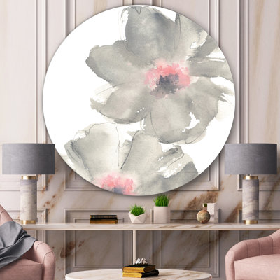 « shabby gris rosé cosmo i », reproduction d’art sur cercle métallique