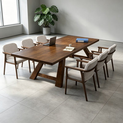 Simple Solid Wood Nut-Brown Conference Table