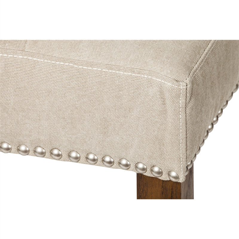 Ladd Upholstered Counter Stool with Solid Wood Frame, Beige, 1