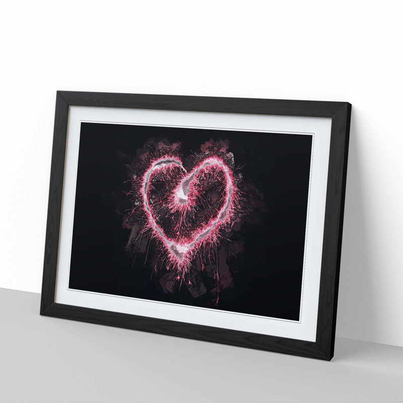 Spark of Love in Pink in Abstract - Picture Frame Graphic Art Print, Black Framed, 27cm H x 36cm W x 2cm D