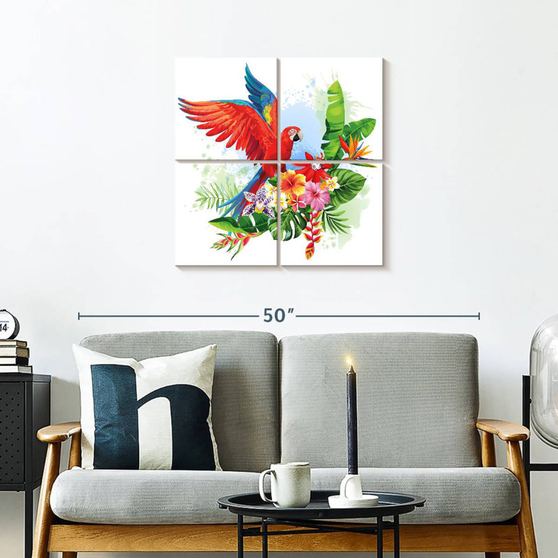 Perroquet floral Brampt, H 26 po x l 26 po