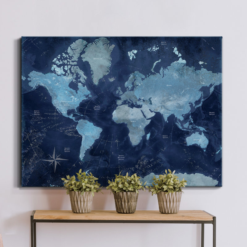 Carte du monde-impression sur toile tendue, H 48 po x l 36 po x P 1 po