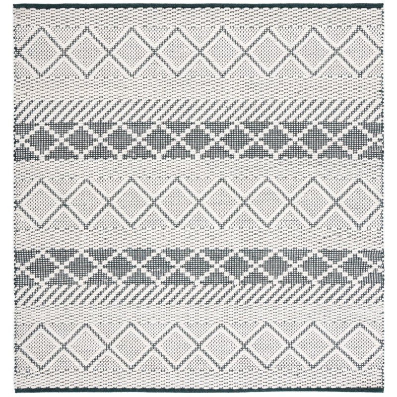 Baring Natura Hand Woven Wool Geometric Rug, Square 6'