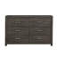 Commode moderne à 6 tiroirs avec poignées en chrome, finition gris foncé pour un rangement élégant dans la chambre à coucher-717823750