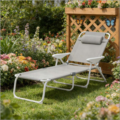 Chaise de bronzage d'extérieur, chaise longue pliante