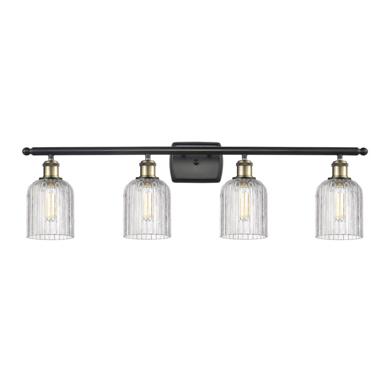 Fiennes 4 - Light Dimmable Vanity Light, Black Antique Brass, Clear