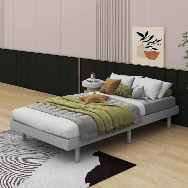 Lit plateforme flottant simple de conception moderne, gris