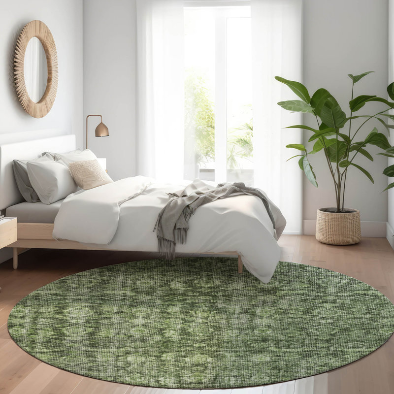 Tapis d'intérieur / extérieur vert lavable Jane , 8 pi x 8 pi