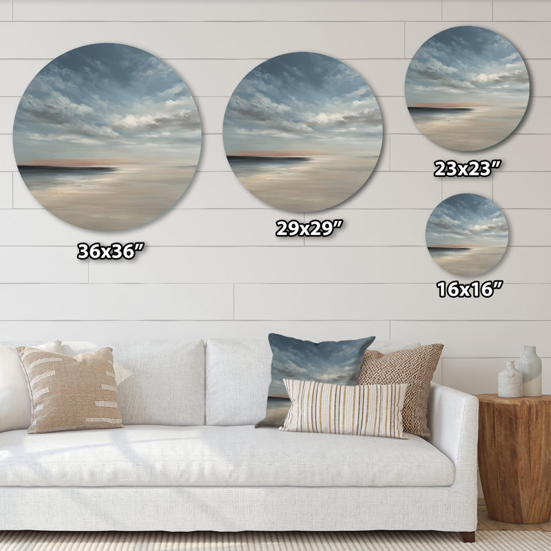 Vagues dorées coucher de soleil doré - décoration murale ronde en métal Coastal Beach, L 23 po x H 23 po