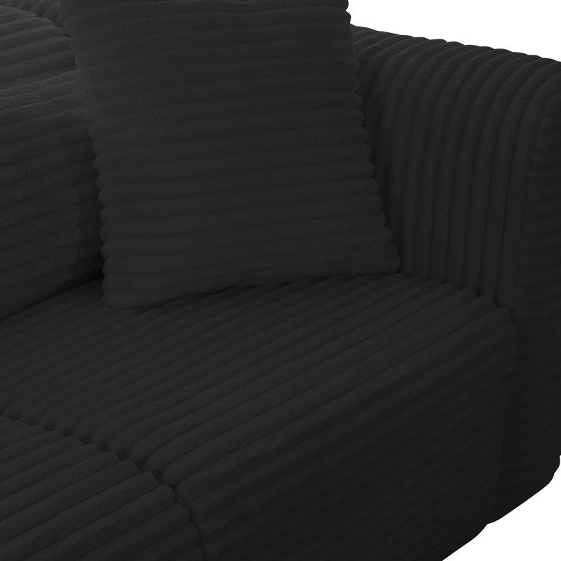 Chinenye Living Sectional and Chair Set, Black, Right Hand Facing
