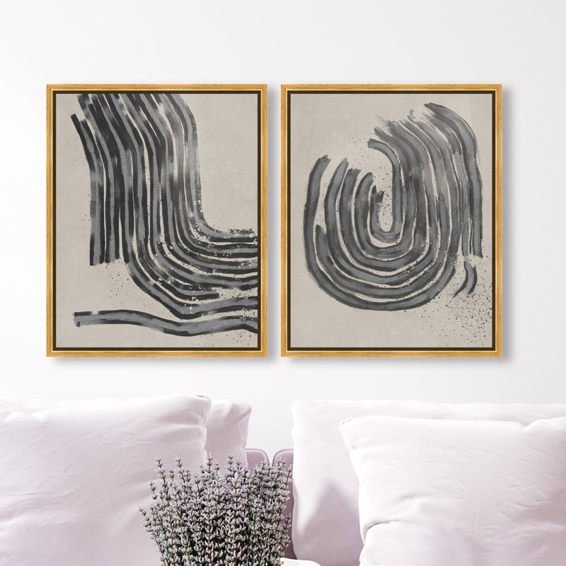 Two Spaces Set Set by Oliver Gal, 17"H x 21"W, Gold Floater Frame