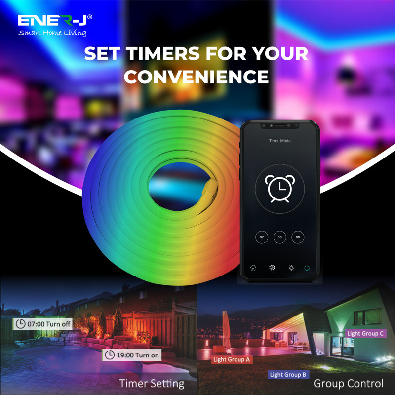 3 Meter Smart WIFI RGB LED Neon Flex Kit with Remote, Plug & Play, APP Control & Google Assistant Compatible