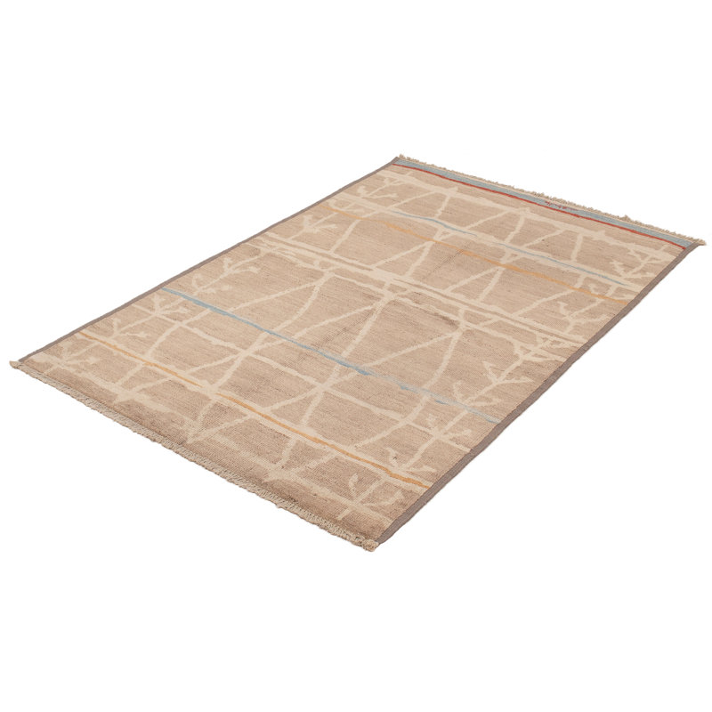 Tapis en laine brun/beige 5 pi 2 po x 7 pi 10 po one-of-kind à la main noué la Grogan