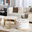 Table basse gigogne moderne 2 pièces avec 2 tiroirs et pieds dorés
