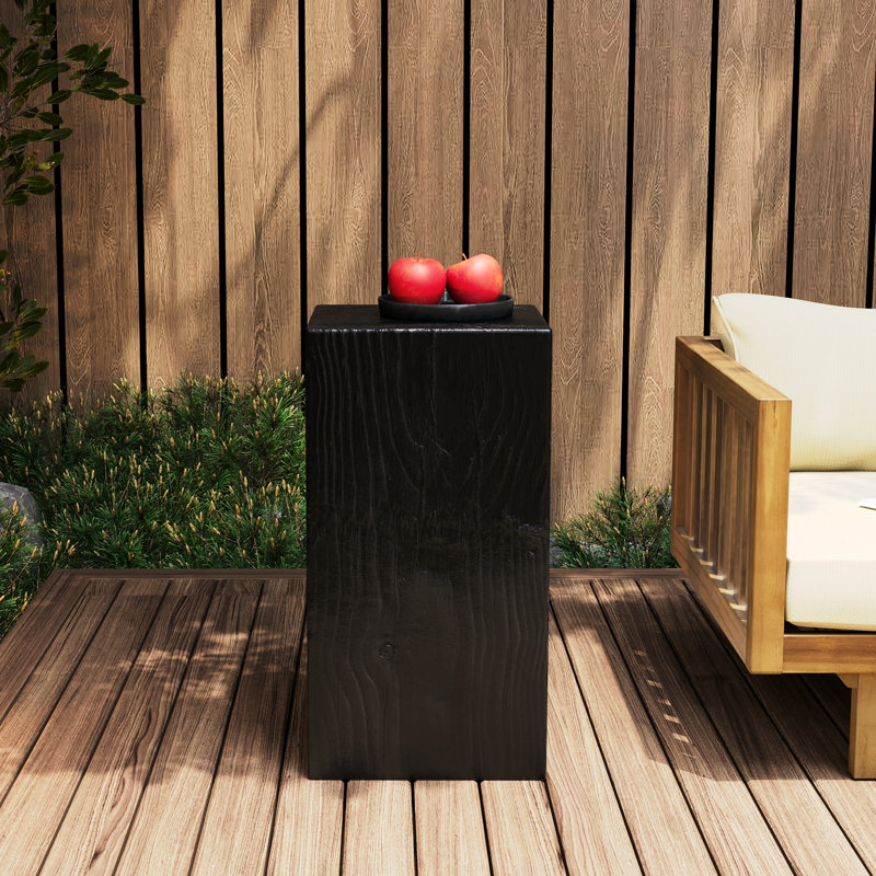 Black Wood-Look End Table, 28.16" Size, Indoor Outdoor Function, Modern Style Addition Shape, Dimension, Construction, Suitable For Large Living Spaces