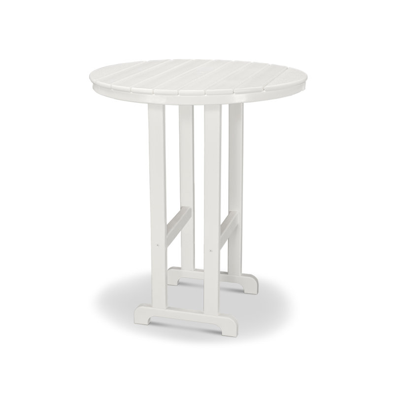 POLYWOOD Captain 2 - Person Patio Dining Set with Round Table , Cushions Included, White, 48"