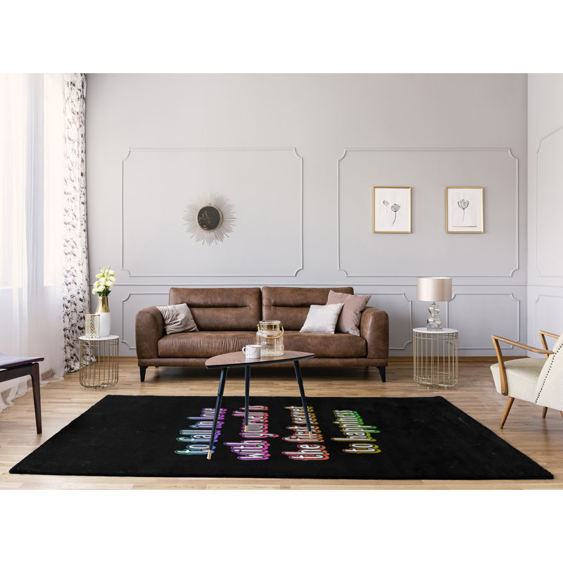 Tapis en chenille de polyester style citations, Rectangle 5 pi x 7 pi