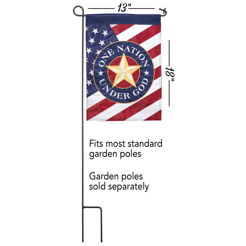 Drapeau de jardin en polyester 1 face 6 pi x 1 pi One God Under God